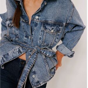 FREE PEOPLE JEAN JACKET WITH BELT